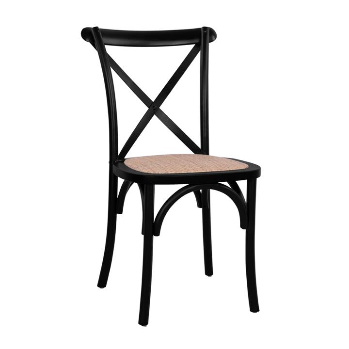 Chair Owen Stackable beech wood Black Matte with crossed back HM8575.02 45x55,5x90 cm