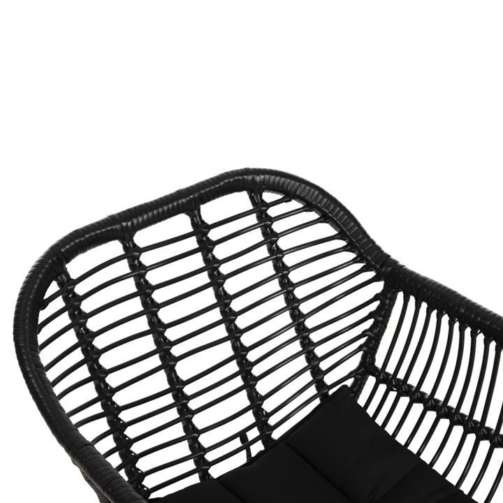 ARMCHAIR WITH SEAT CUSHION METAL FRAME ALLEGRA HM5450.32 BLACK RATTAN IN WICKER 58x59x82H