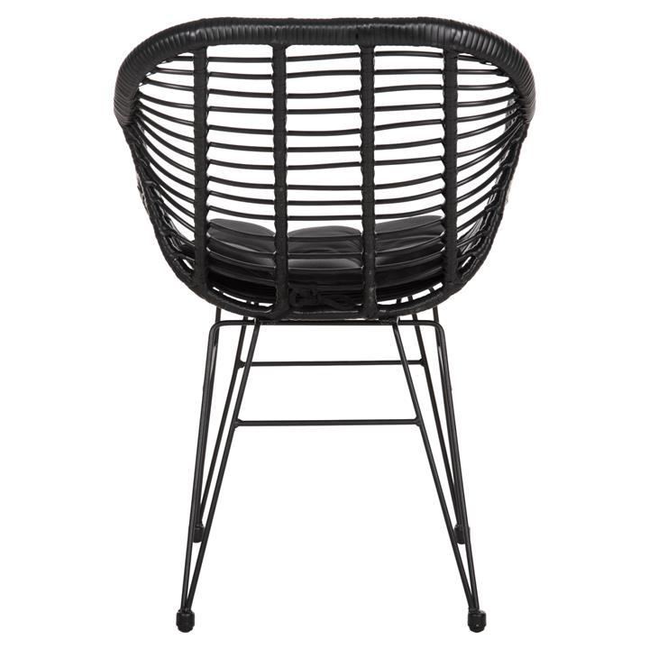 ARMCHAIR WITH SEAT CUSHION METAL FRAME ALLEGRA HM5450.32 BLACK RATTAN IN WICKER 58x59x82H