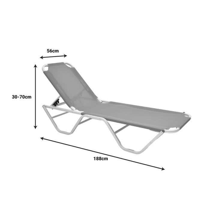 Foldable sunbed Dessie pakoworld aluminum dark grey 56x188x30cm