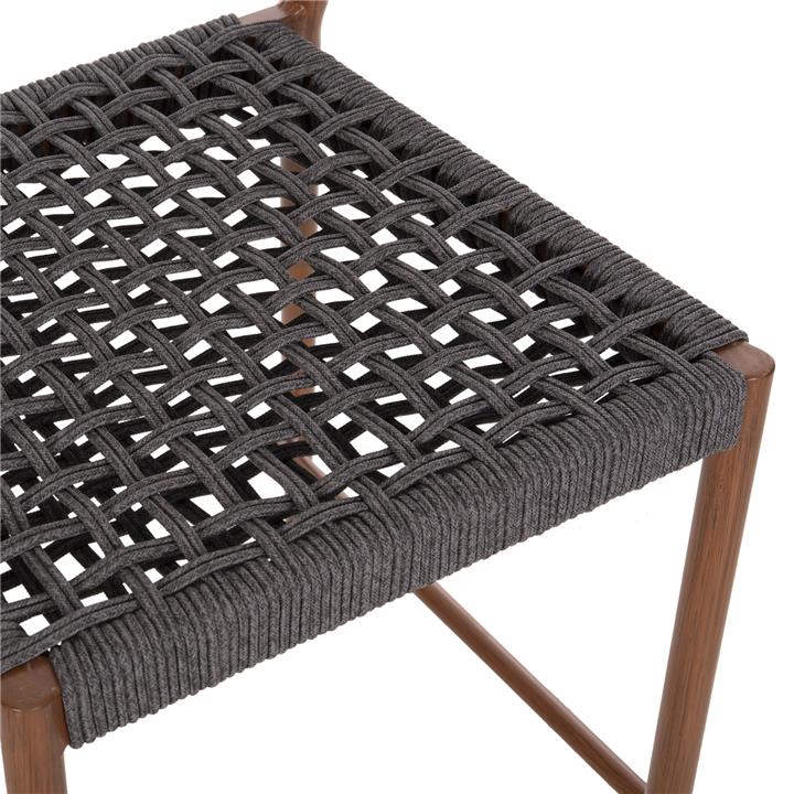 BAR STOOL MEDIUM HEIGHT EULO HM6087.01 ALUMINUM IN WALNUT-SYNTHETIC RATTAN IN GREY 60x60x99Hcm.