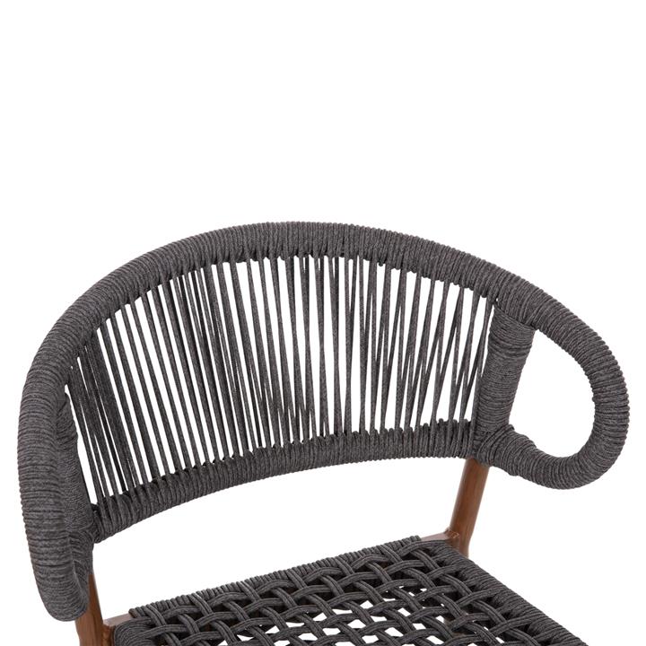 BAR STOOL MEDIUM HEIGHT EULO HM6087.01 ALUMINUM IN WALNUT-SYNTHETIC RATTAN IN GREY 60x60x99Hcm.