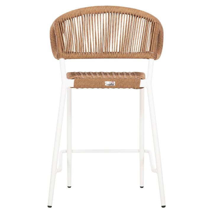 BAR STOOL MEDIUM HEIGHT EULO HM6087.02 ALUMINUM IN WHITE-SYNTHETIC RATTAN IN BEIGE 60x60x99Hcm.