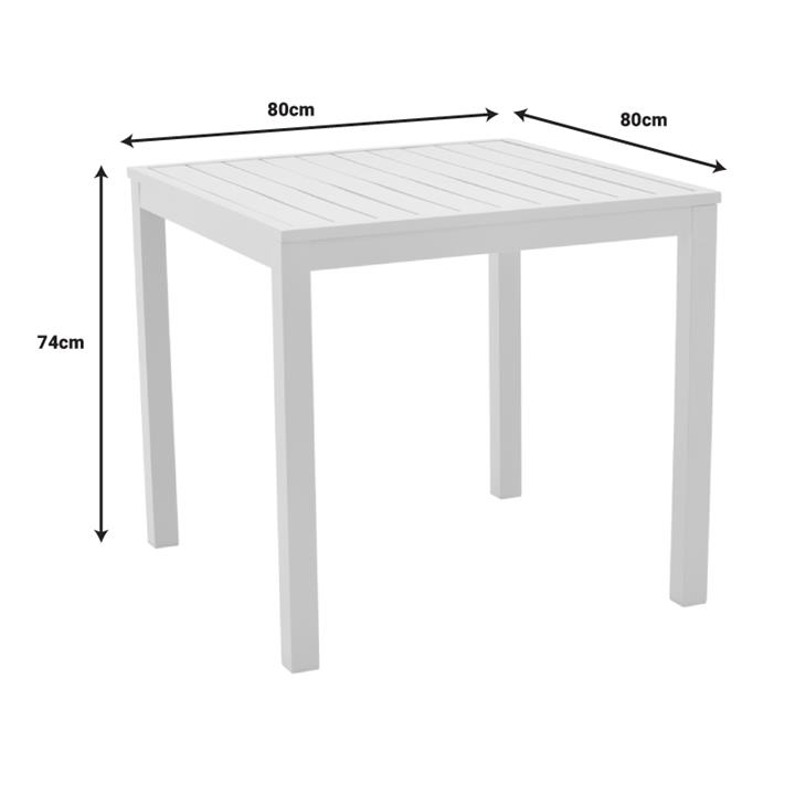 Dining table Kliton - Azelie set of 5 pakoworld aluminum in white shade 80x80x74cm