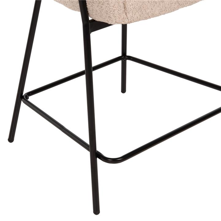 BAR STOOL MEDIUM HEIGHT WOLF HM8584.02 ECRU BOUCLE FABRIC-BLACK METAL LEGS 56x56x96Hcm.