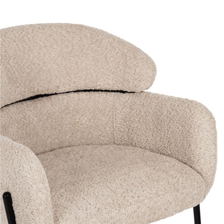 BAR STOOL MEDIUM HEIGHT WOLF HM8584.02 ECRU BOUCLE FABRIC-BLACK METAL LEGS 56x56x96Hcm.