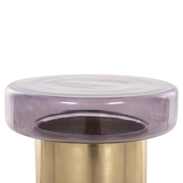 SIDE TABLE ROUND CARMO HM9728 PURPLE GLASS TOP-GOLD METAL BASE Φ39Χ54Hcm.