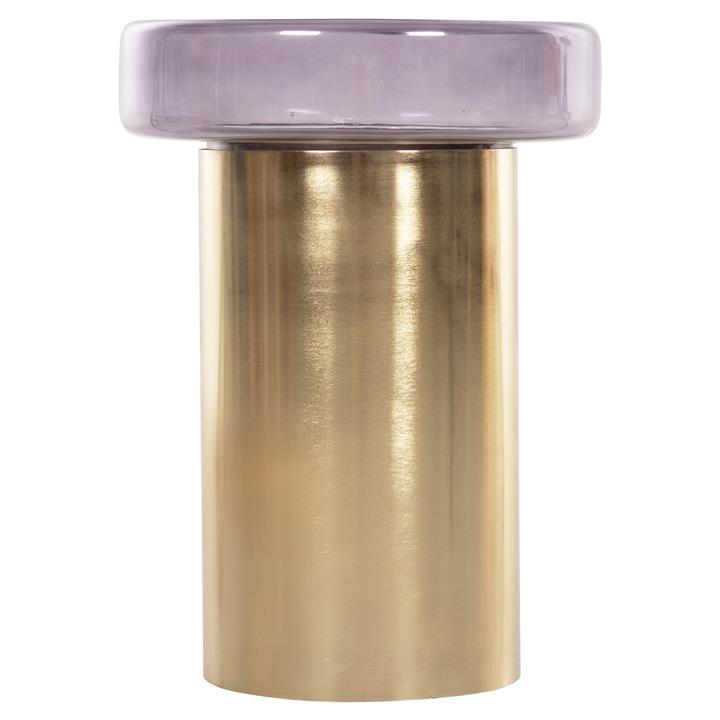 SIDE TABLE ROUND CARMO HM9728 PURPLE GLASS TOP-GOLD METAL BASE Φ39Χ54Hcm.