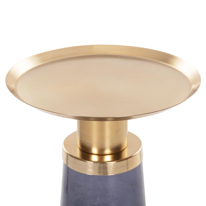 SIDE TABLE BALLIN HM9725 BLUE GLASS-METAL IN GOLD Φ37,5x49,5Hcm.