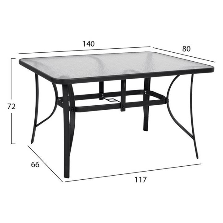 Set Dining Table 5pieces HM10562.01 with table 150x90x72cm from metal grey