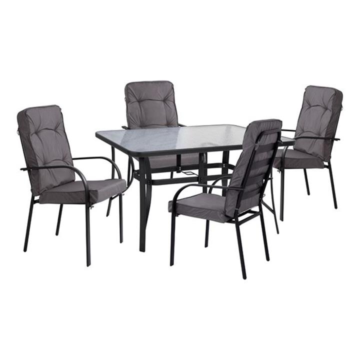 Set Dining Table 5pieces HM10562.01 with table 150x90x72cm from metal grey