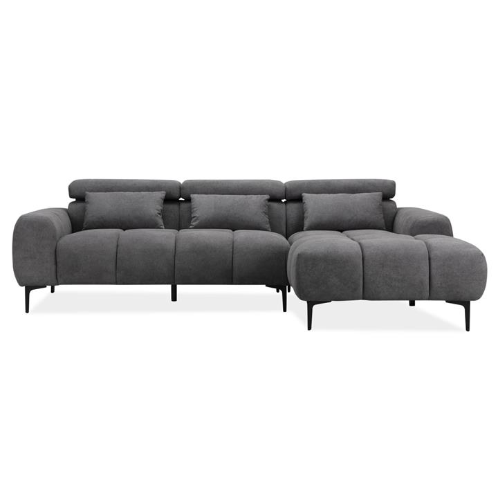 CORNER SOFA RIGHT DIVYA HM3267.02R SYNTHETIC SUEDE IN GREY 266x104x97Hcm.