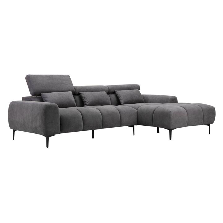 CORNER SOFA RIGHT DIVYA HM3267.02R SYNTHETIC SUEDE IN GREY 266x104x97Hcm.