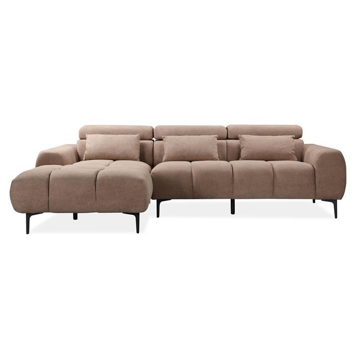 CORNER SOFA LEFT DIVYA HM3267.01L SYNTHETIC SUEDE IN LIGHT BROWN 266x104x97Hcm.