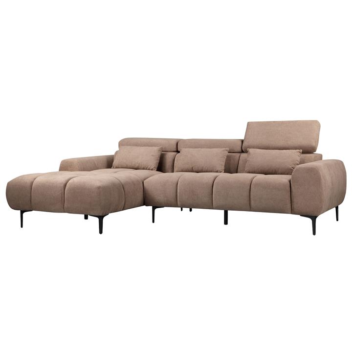 CORNER SOFA LEFT DIVYA HM3267.01L SYNTHETIC SUEDE IN LIGHT BROWN 266x104x97Hcm.