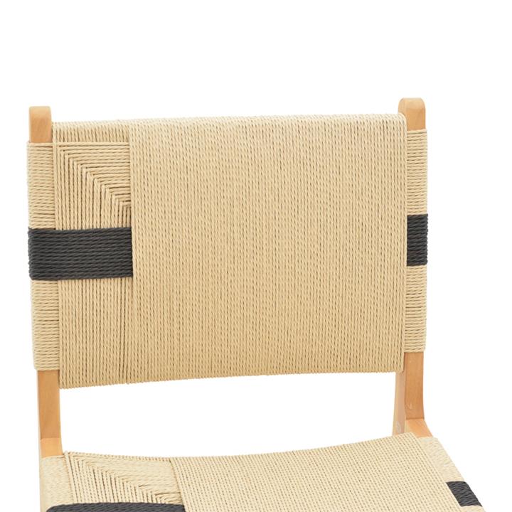 Julien chair pakoworld rubberwood and rope upholstery in natural-black color 61x54x85cm
