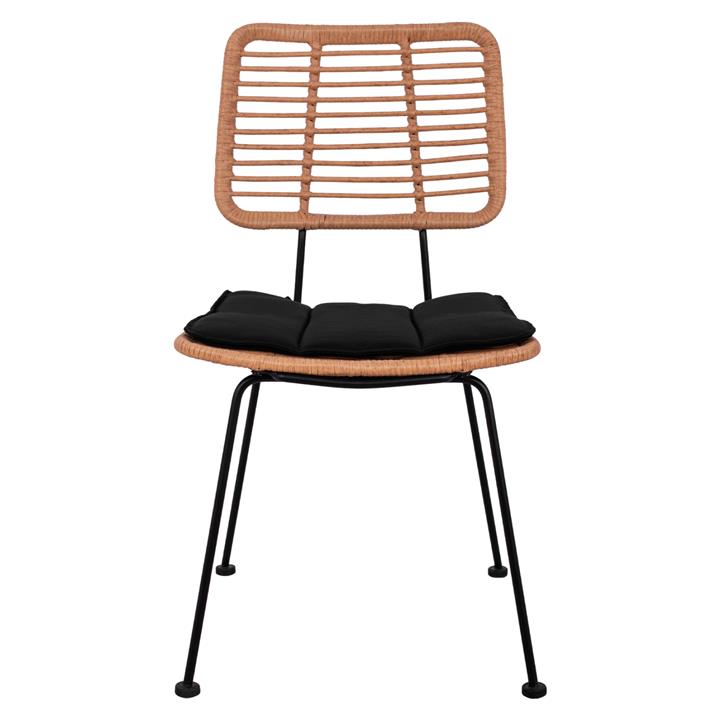 OUTDOOR CHAIR ALLEGRA HM5454.11 METAL&CUSHION IN BLACK-WICKER IN BEIGE 46x56x87Hcm.