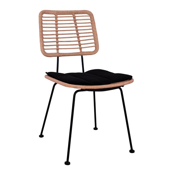 OUTDOOR CHAIR ALLEGRA HM5454.11 METAL&CUSHION IN BLACK-WICKER IN BEIGE 46x56x87Hcm.