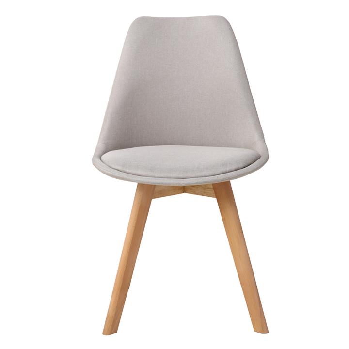 Gaston chair pakoworld beige fabric and natural wood leg56.5x43x83.5cm