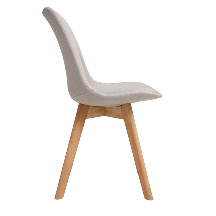 Gaston chair pakoworld beige fabric and natural wood leg56.5x43x83.5cm