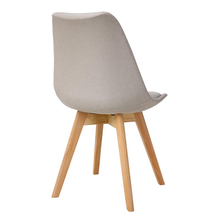 Gaston chair pakoworld beige fabric and natural wood leg56.5x43x83.5cm