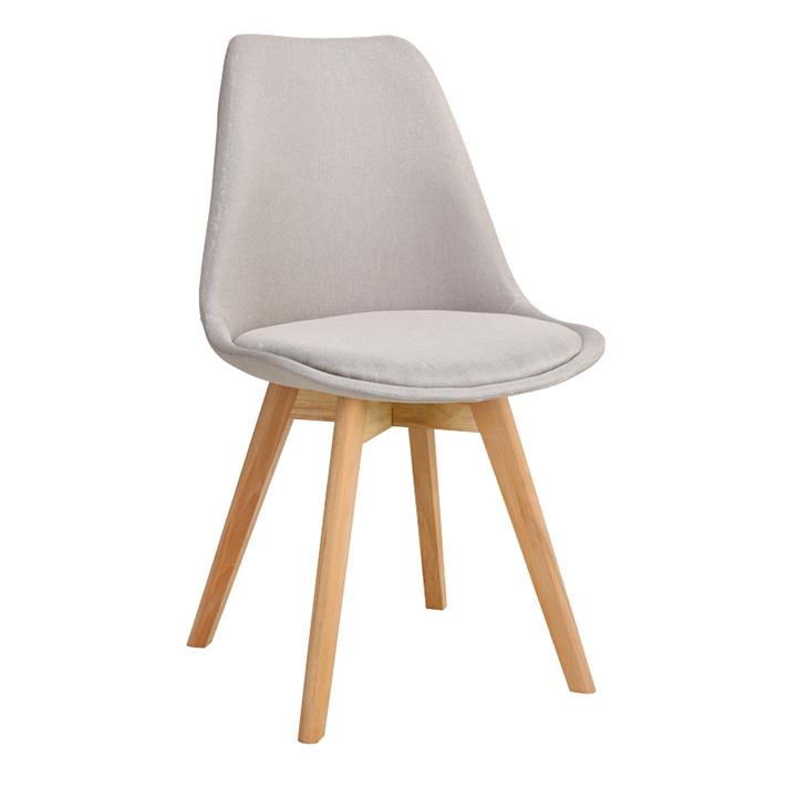 Gaston chair pakoworld beige fabric and natural wood leg56.5x43x83.5cm