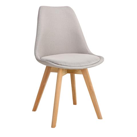 Gaston chair pakoworld beige fabric and natural wood leg56.5x43x83.5cm