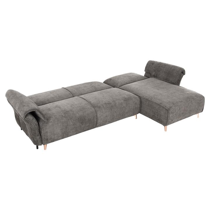 CORNER REVERSIBLE SOFA-BED MAILO HM6071.02 DARK GREY FABRIC-METAL LEGS 300x150x80Hcm.