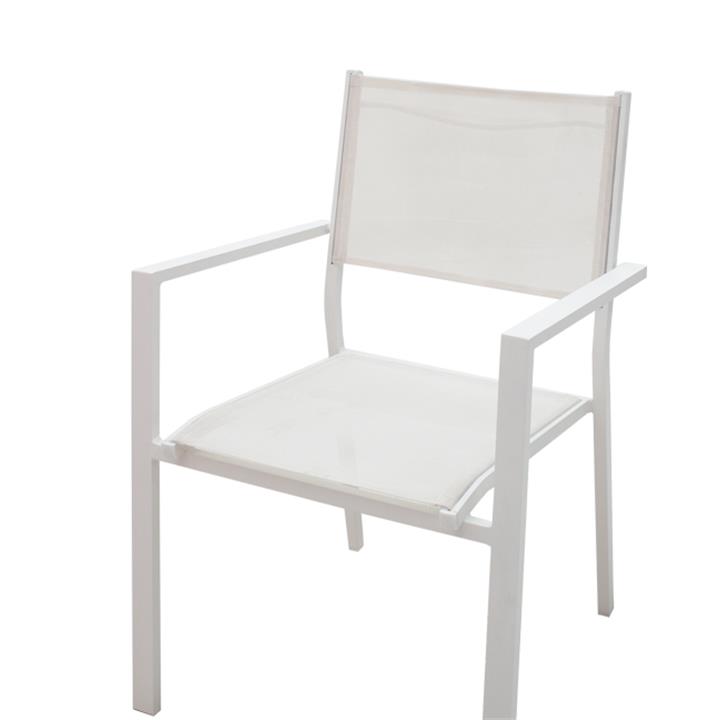 Kliton-Moly dining table set of 7 pakoworld aluminum in white shade 150x80x74cm