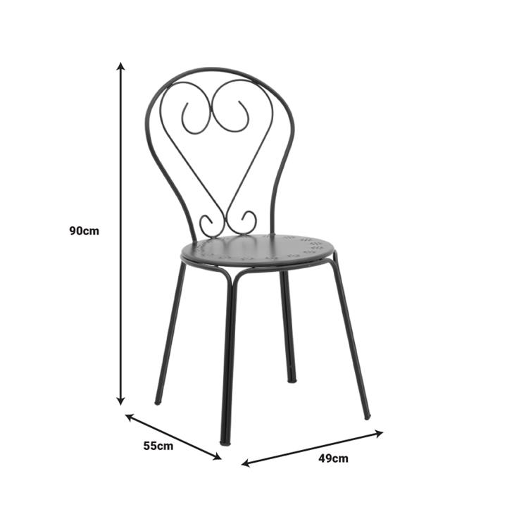 Chari pakoworld stackable black metal chair 49x55x90cm