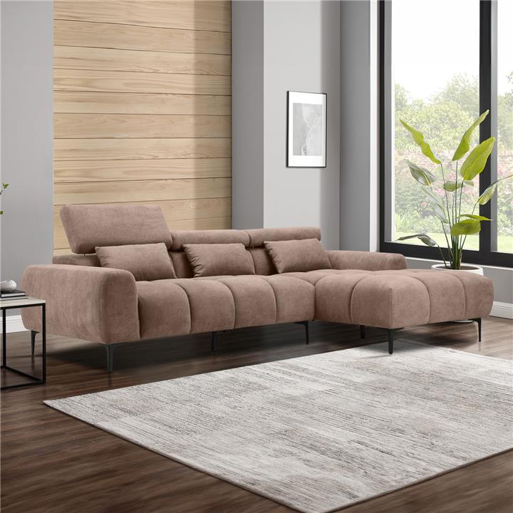 ΚΑΝΑΠΕΣ ΔΕΞΙΑ ΓΩΝΙΑ DIVYA HM3267.01R ΣΥΝΘ.SUEDE ΑΝΟΙΧΤΟ ΚΑΦΕ 266x104x97Υεκ.
