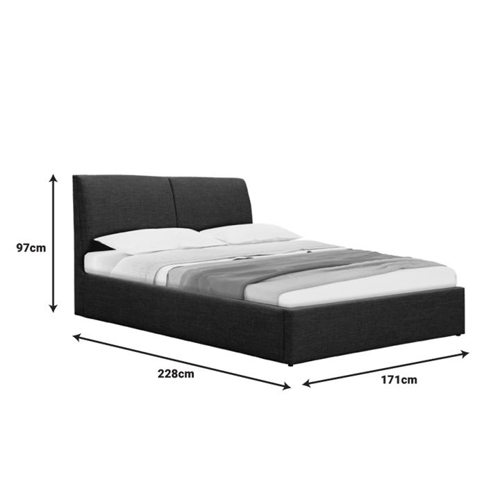Double bed Violaine pakoworld fabric anthracite with storage 160x200cm