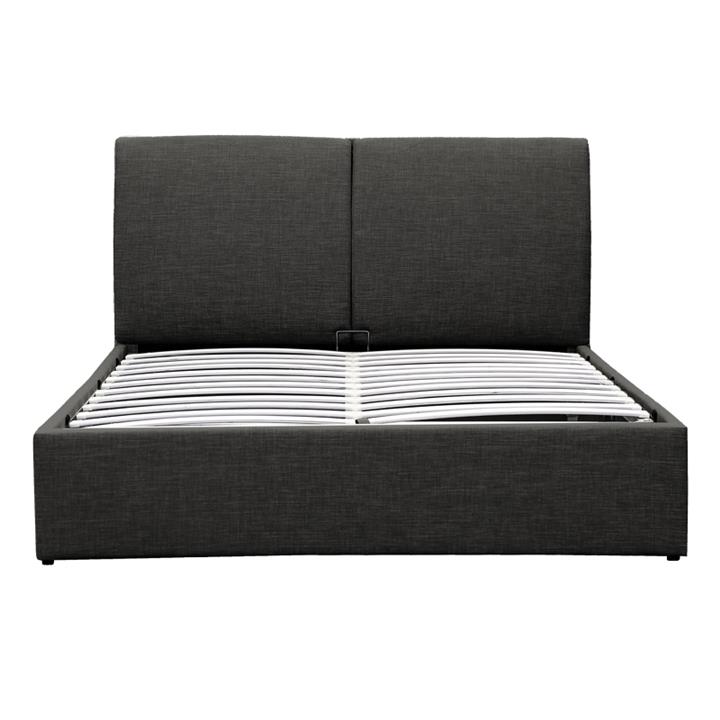 Double bed Violaine pakoworld fabric anthracite with storage 160x200cm