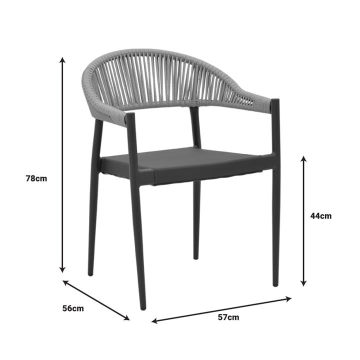 Dining table Elation-Kliton B set of 7 pakoworld aluminum in anthracite shade 150x80x74cm