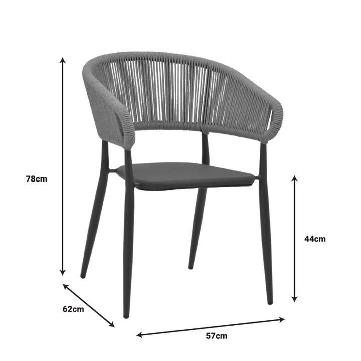 Dining table Raven-Kliton B set of 7 pakoworld aluminum in anthracite shade 150x80x74cm