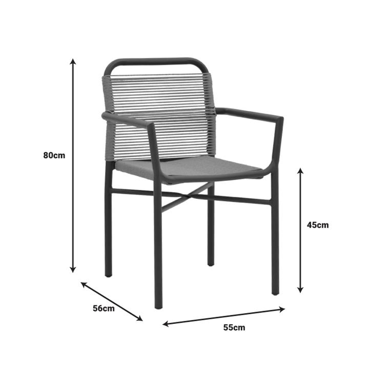 Dining table Clutch -Kliton B set of 7 pakoworld anthracite aluminum and pe rattan in a natural shade150x80x74cm