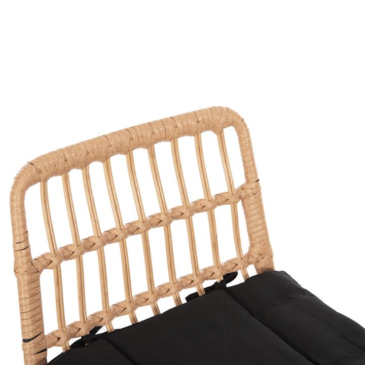BAR STOOL OUTDOOR ALLEGRA HM5452.11 METAL&CUSHION IN BLACK-BEIGE WICKER 52x51x103H cm.
