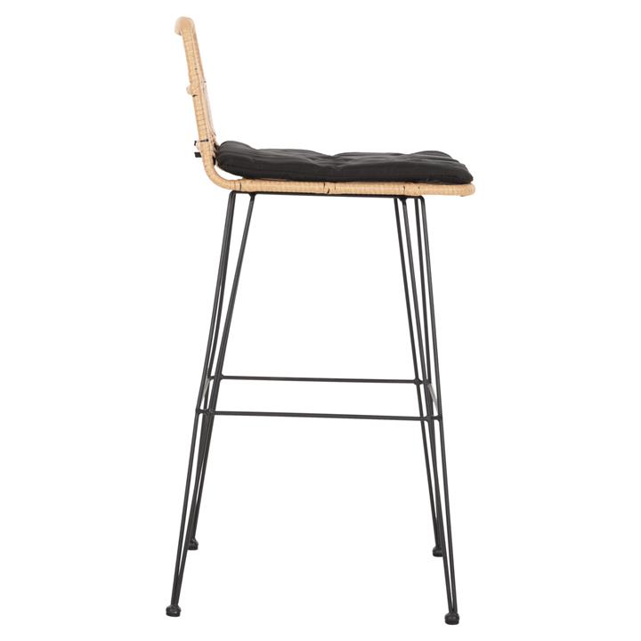 BAR STOOL OUTDOOR ALLEGRA HM5452.11 METAL&CUSHION IN BLACK-BEIGE WICKER 52x51x103H cm.