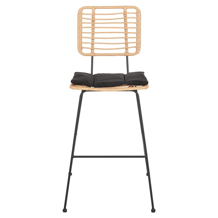 ΣΚΑΜΠΟ ΜΠΑΡ ALLEGRA HM5455.11 ΜΕΤΑΛΛΟ&ΜΑΞΙΛΑΡΙ ΜΑΥΡΟ-WICKER ΜΠΕΖ 56x59x116,5Υεκ.