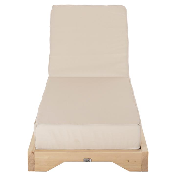 BEACH LOUNGER LOW IKARIA HM10623.02 PINE WOOD IN NATURAL COLOR-BEIGE TEXTILENE-CUSHION 20cm THICK