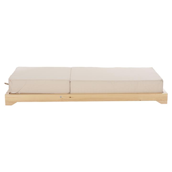BEACH LOUNGER LOW IKARIA HM10623.02 PINE WOOD IN NATURAL COLOR-BEIGE TEXTILENE-CUSHION 20cm THICK