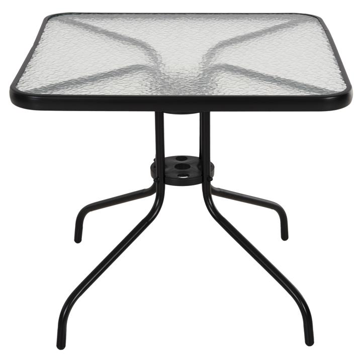 OUTDOOR TABLE SQUARE FIGO HM5972.03 BLACK METAL-GLASS TABLETOP 80Χ80Χ71Hcm