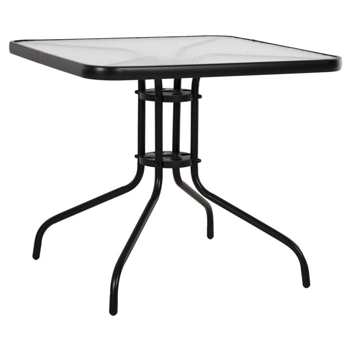 OUTDOOR TABLE SQUARE FIGO HM5972.03 BLACK METAL-GLASS TABLETOP 80Χ80Χ71Hcm