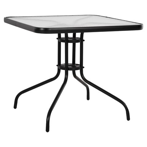 OUTDOOR TABLE SQUARE FIGO HM5972.03 BLACK METAL-GLASS TABLETOP 80Χ80Χ71Hcm