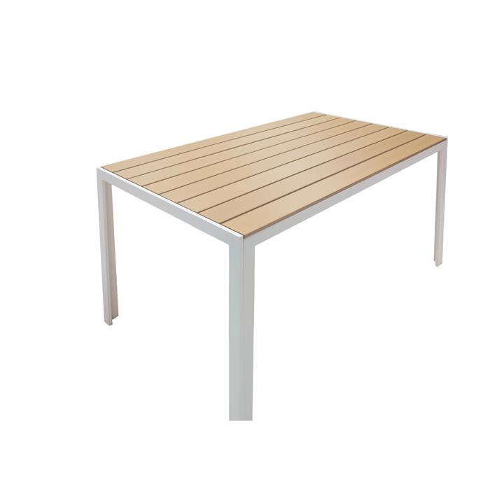 Dining table Nares-Pino A set of 5 pakoworld white aluminum and plywood in a natural shade 140x80x72.5cm