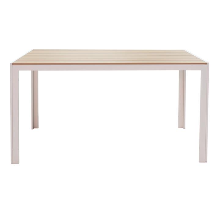Dining table Nares-Pino A set of 5 pakoworld white aluminum and plywood in a natural shade 140x80x72.5cm