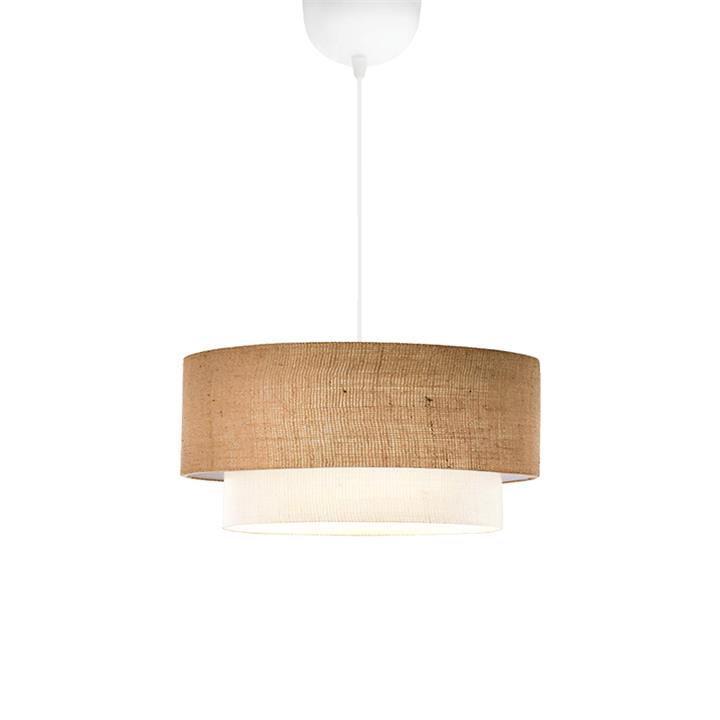 Ceiling lamp Sombre pakoworld fabric in beige and off-white color D30x70cm