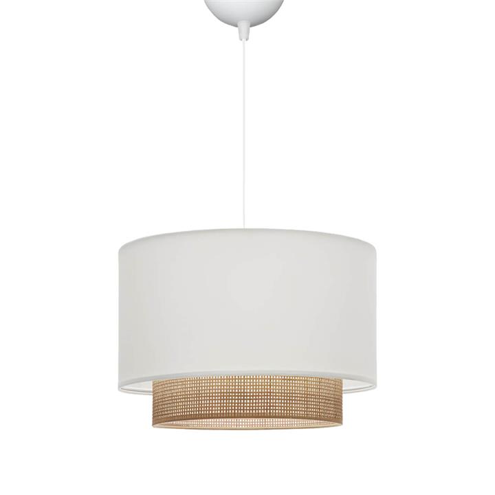 Ceiling lamp Newbay pakoworld fabric in white and natural color D30x80cm