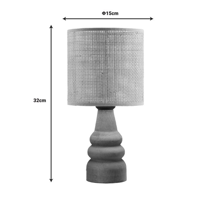 Table lamp Salpe pakoworld wood and pe rattan in natural color D15x32cm