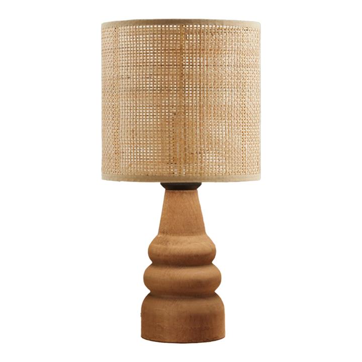Table lamp Salpe pakoworld wood and pe rattan in natural color D15x32cm
